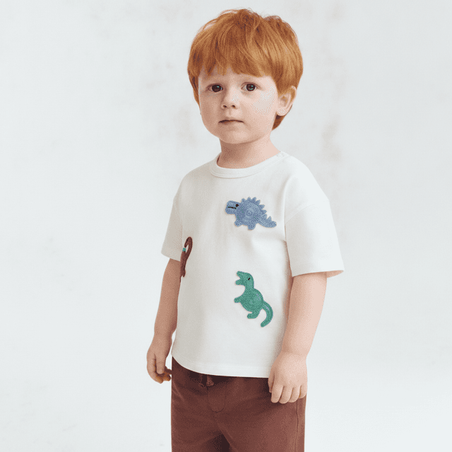 White/dinosaurs T-Shirt with Motif for kids
