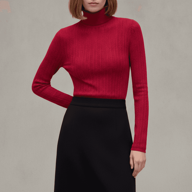 Pointelle Turtleneck Sweater