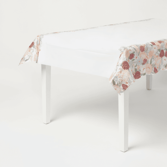 Rose Gold Floral Border Printed Table Cover 1ct - Spritz